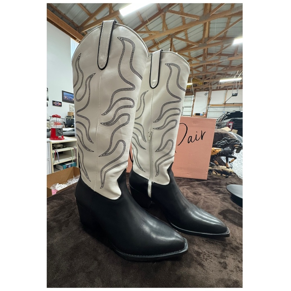 Wild Pair Black and White Cowboy Boots size 9 & 9.5